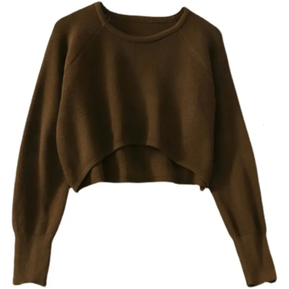 2024 Fashion Students Allmatch Knitwear Soft Korean Pullover Oneck Cropped Tops Autumn Winter Casual Loose Sweater 250225
