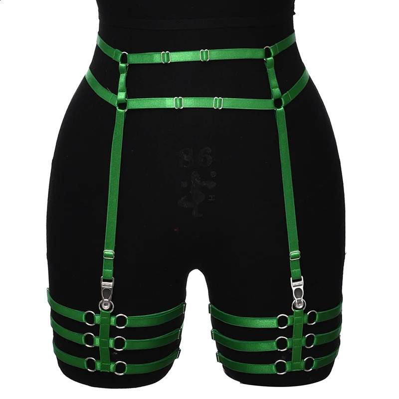 Fetish Wear Elastic Garter Harness Cage Adjustable Sexy Leg Ring Goth Harajuku Multicolor Stocking Suspender Belt 250227