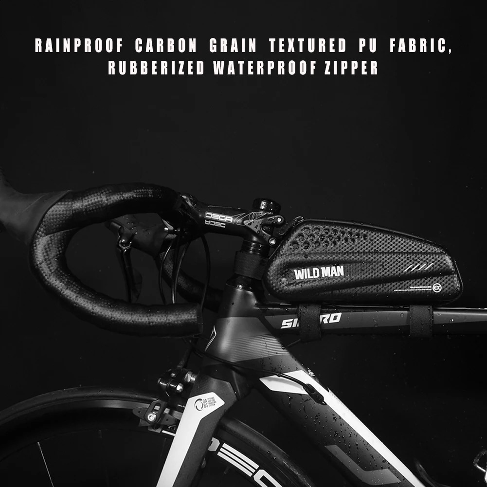 Ship from US Bicycle Bags Classic Delicate WILD MAN Hard Shell MTB Bike Saddle Pouch Frame Front Top Tube Phone Case 250228FBB