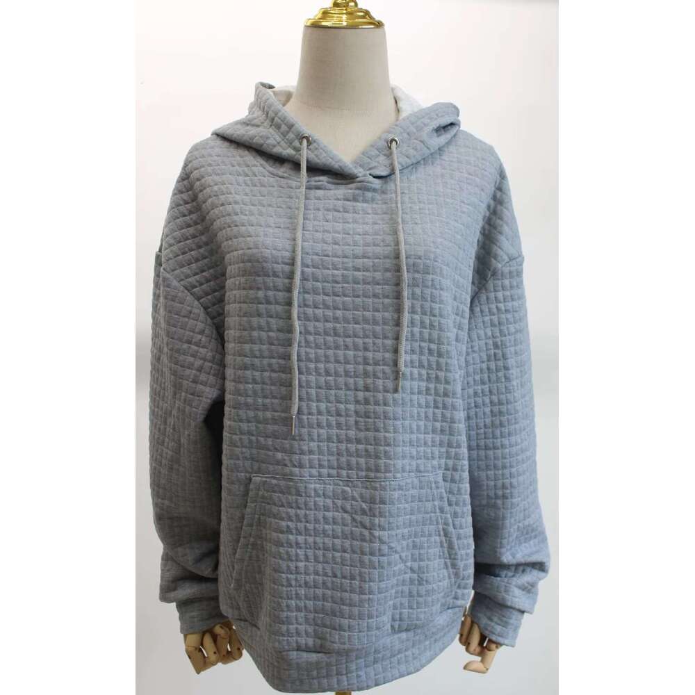 New Style Women High Quality Walf Checks Sport Sweatshirt Autumn Winter Long Sleeve Sold Color Hoodie Support Custom