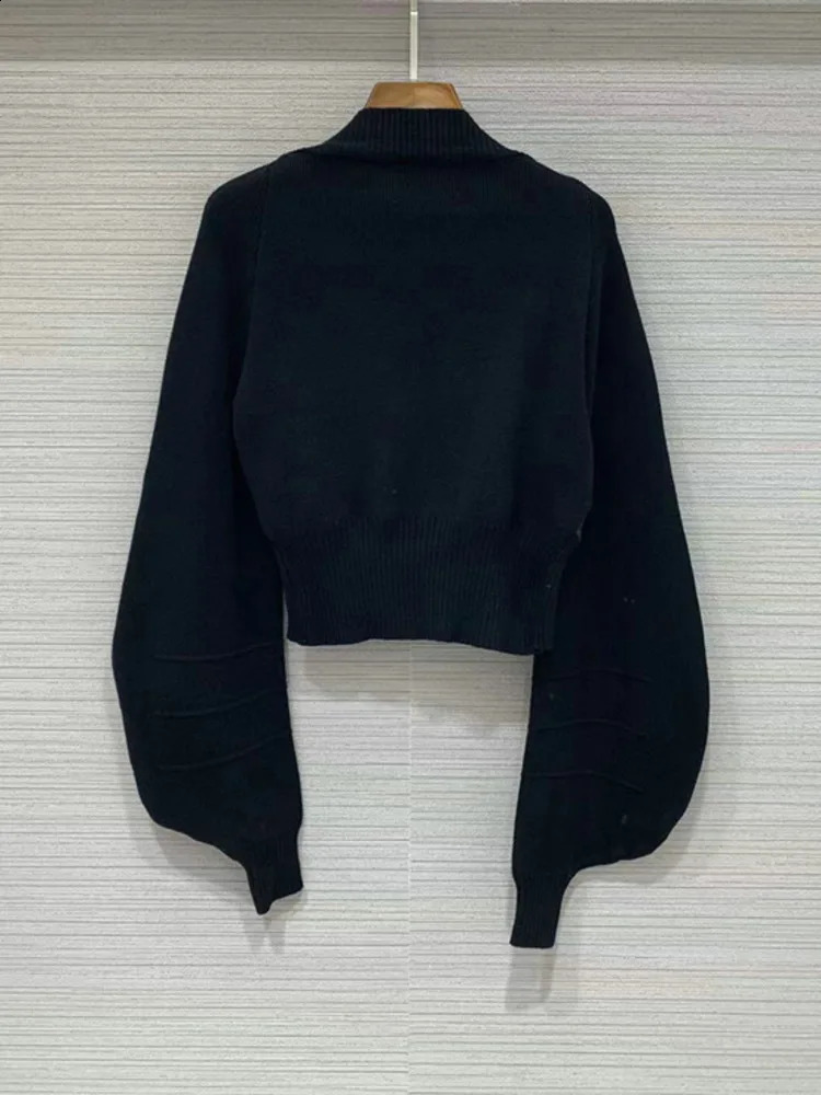 DEAT Knitted Spliced Stretch Short Jacket Womens Autumn Fashion Loose Leisure Zipper n Coat Female CP1746 250227