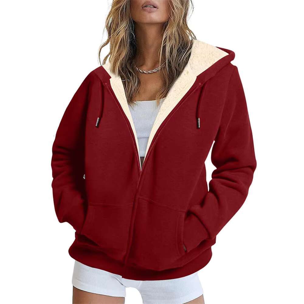 Plus Size Womens Fleece Zip Up Casual Ed Hoodies