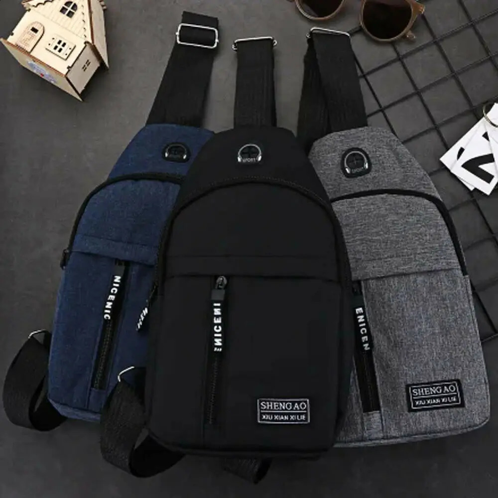 Mens hanging bag crossed body handbag chest shoulder sports travel backpack black 250326