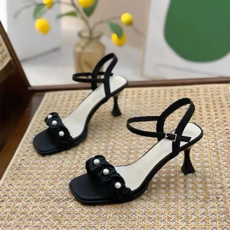 Women's Summer New Style French-Cute High-Heeled Sandals Versatile Outerwear Non-Tiring with Skirt One-Piece Roman Shoes