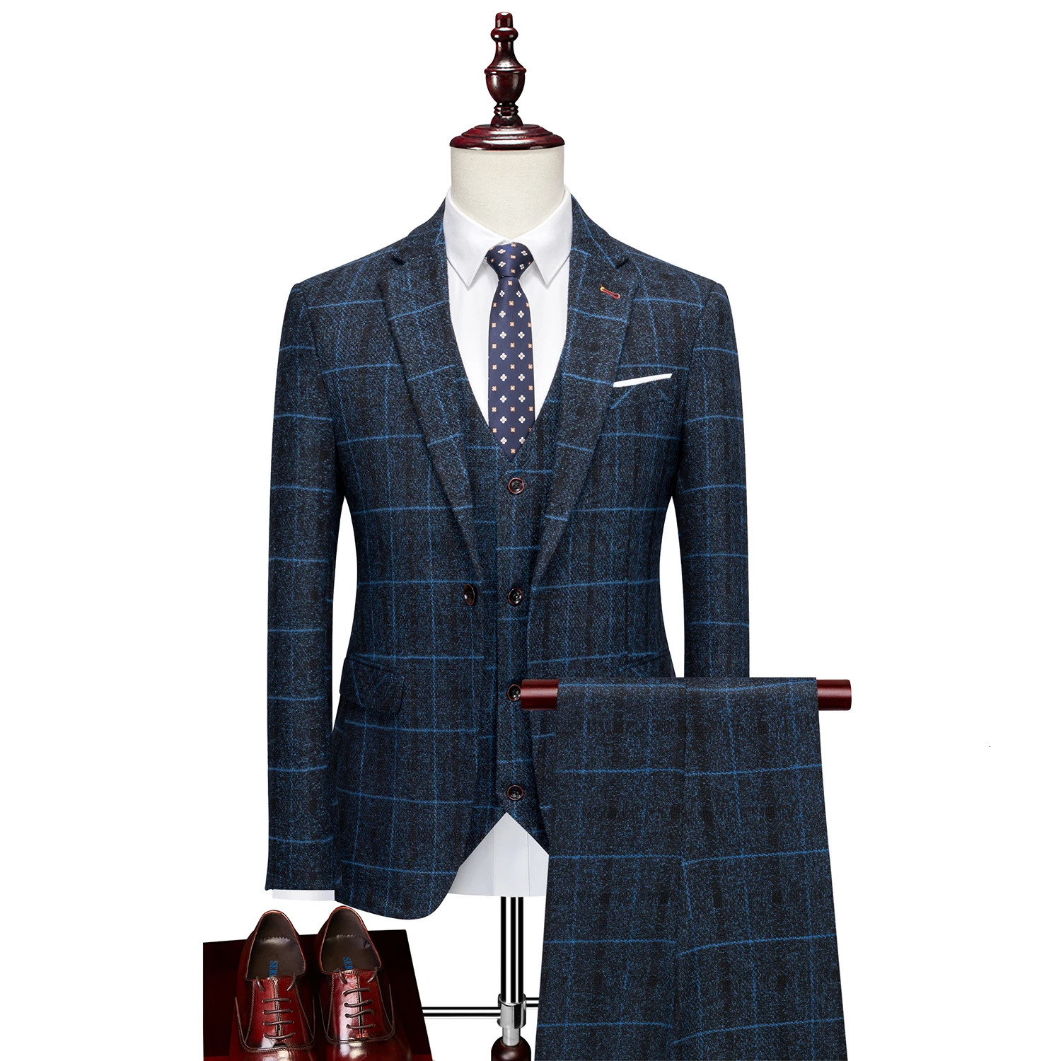 Mens Suit One Button suit Vest Trousers Fashion Wedding Business Leisure Career Work Formal Three-piece Set M-5XL 250224