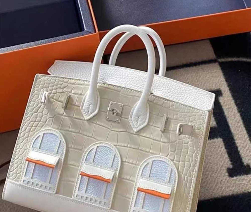 Tote Designer House Bags Leather Mini Color Blocked Platinum Bag Palm Crocodile Pattern Fashion Personalized Handbag Small Cp6jgood 8p