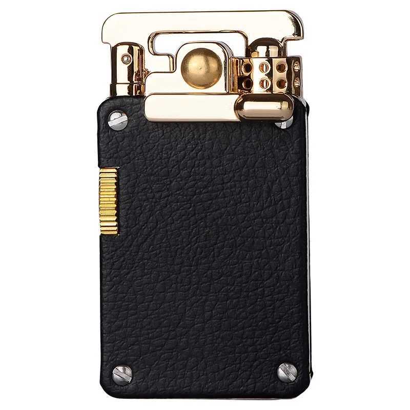 Chief Leather Cover Kerosene Lighter Luxury Rocker Ejection Ignition Mechanical Lighter Mens Business Gifts Collectible Y250228