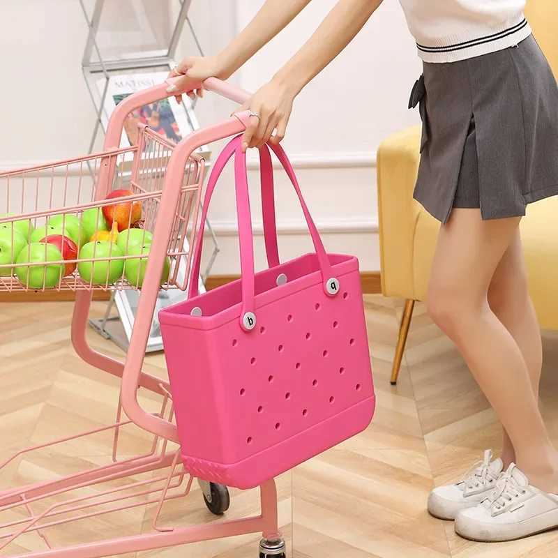 Medium Bogg Bag Makeup Storage Pouch Portable Women Shopping Handbag Waterproof Cosmetic Picnic Basket Jelly Bogg Beach BagC250228