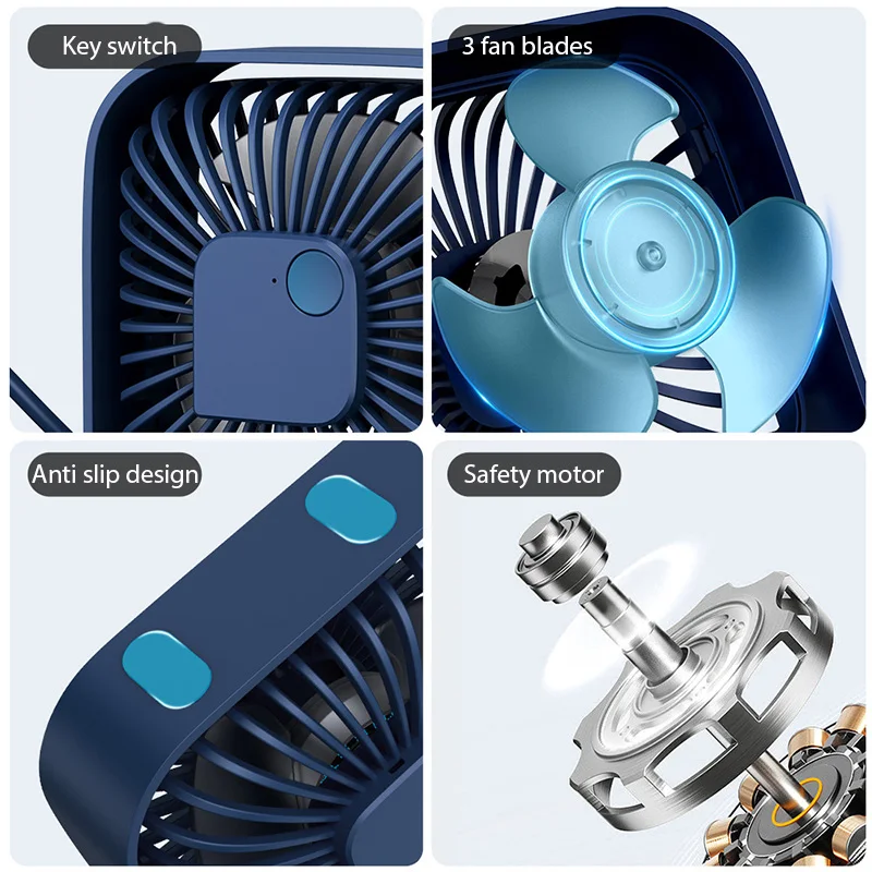 USB Desk Fan 360° Rotatable Head Mini Table Electric Fan Home Office Room Desktop fan Portable Air Cooler Strong Wind ventilador