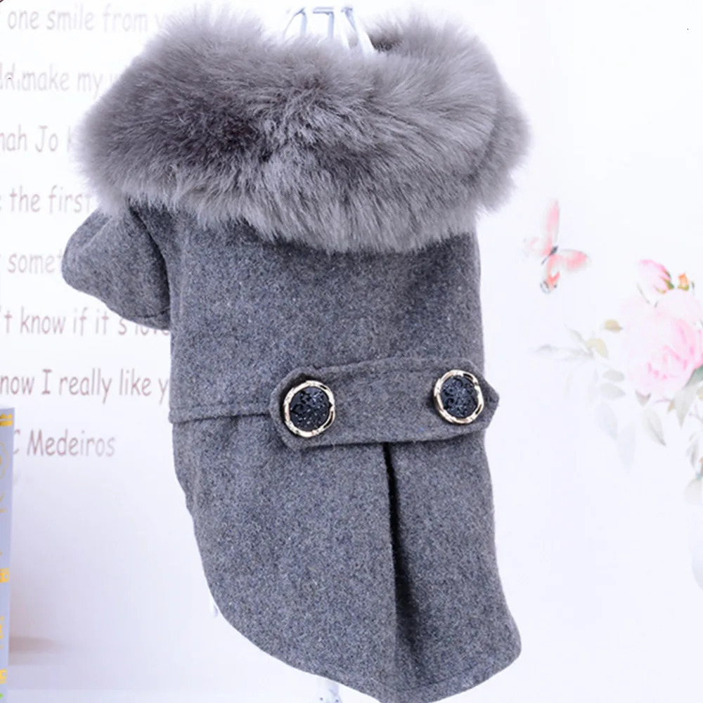 Winter Dog Clothes Pet Cat fur collar Jacket Coat Sweater Warm Padded Puppy Apparel for Small Medium Dogs Pets 250226