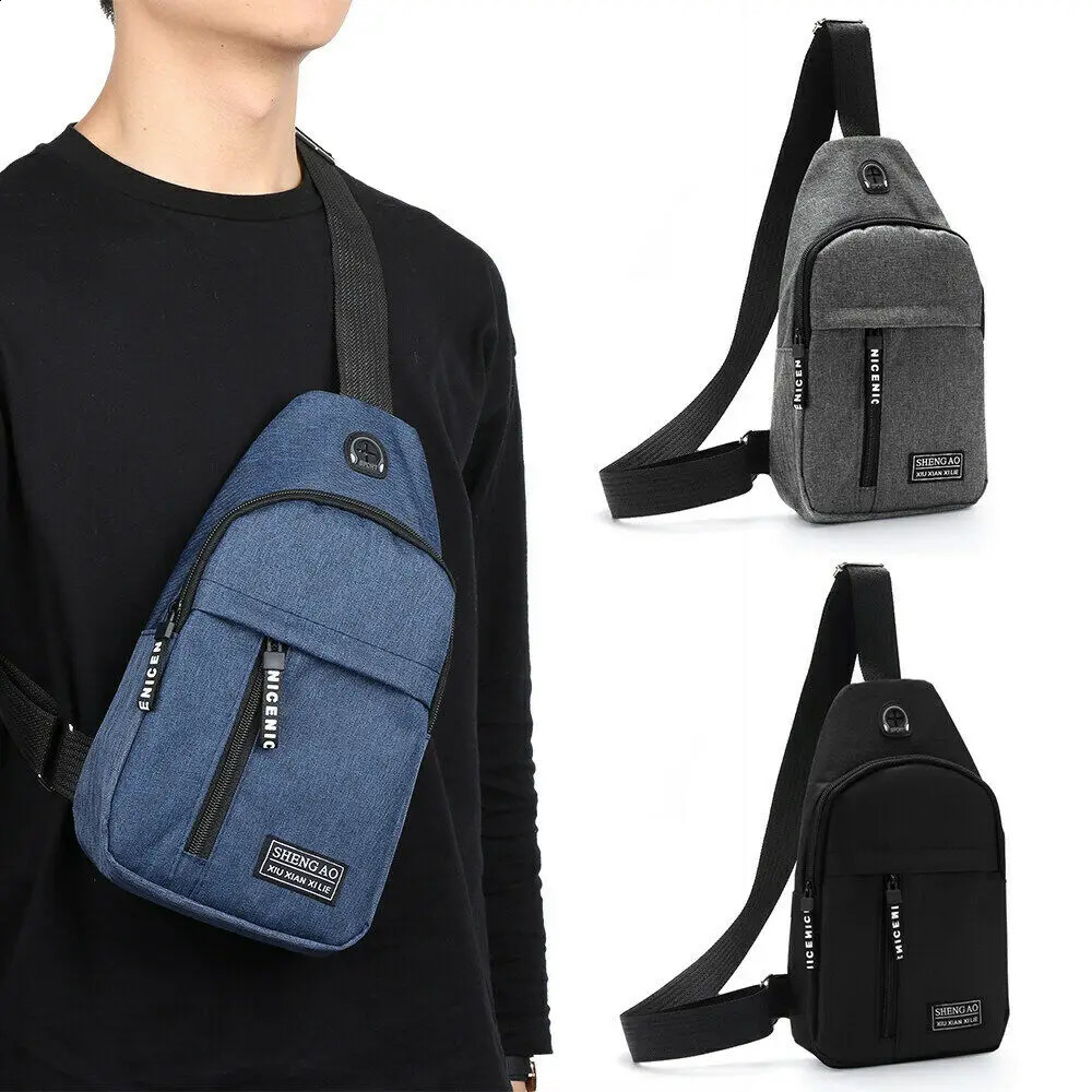 Mens hanging bag crossed body handbag chest shoulder sports travel backpack black 250326