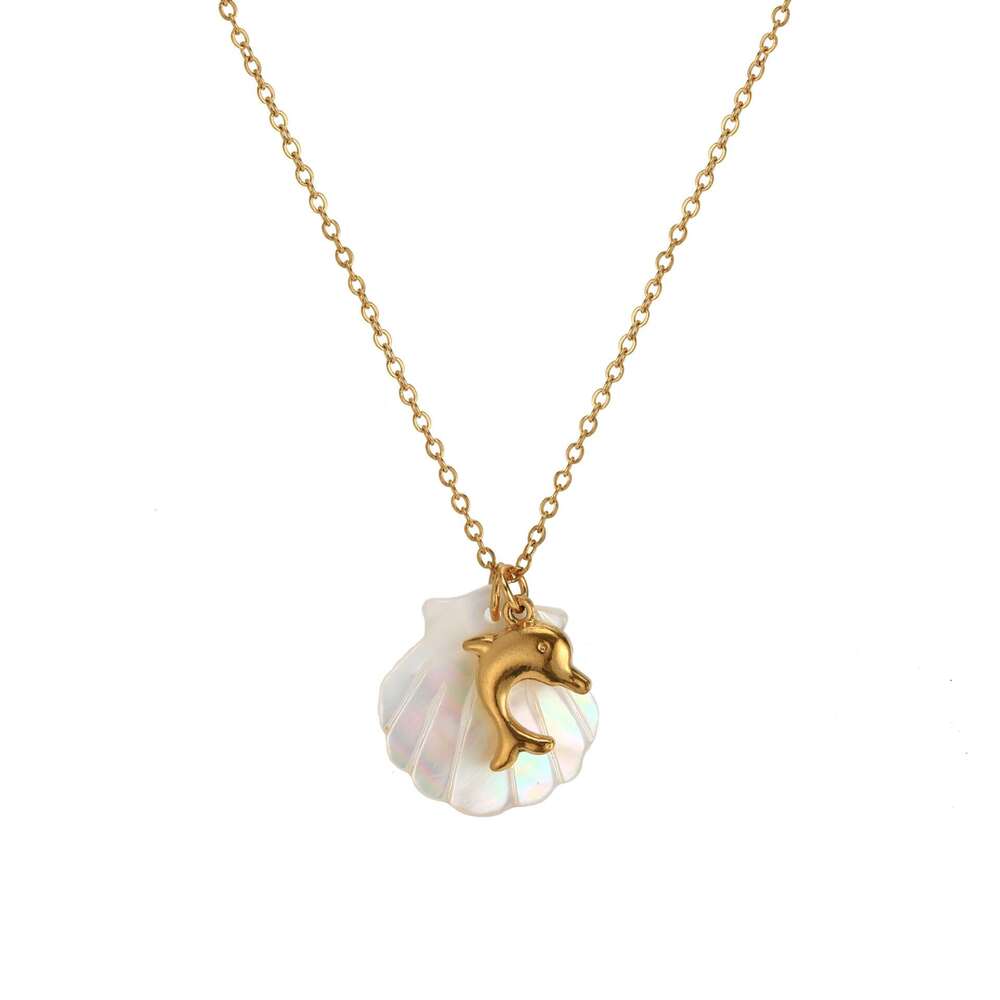 Beach starfish summer style conch pendant, shell DIY necklace, stainless steel gold-plated color preservation