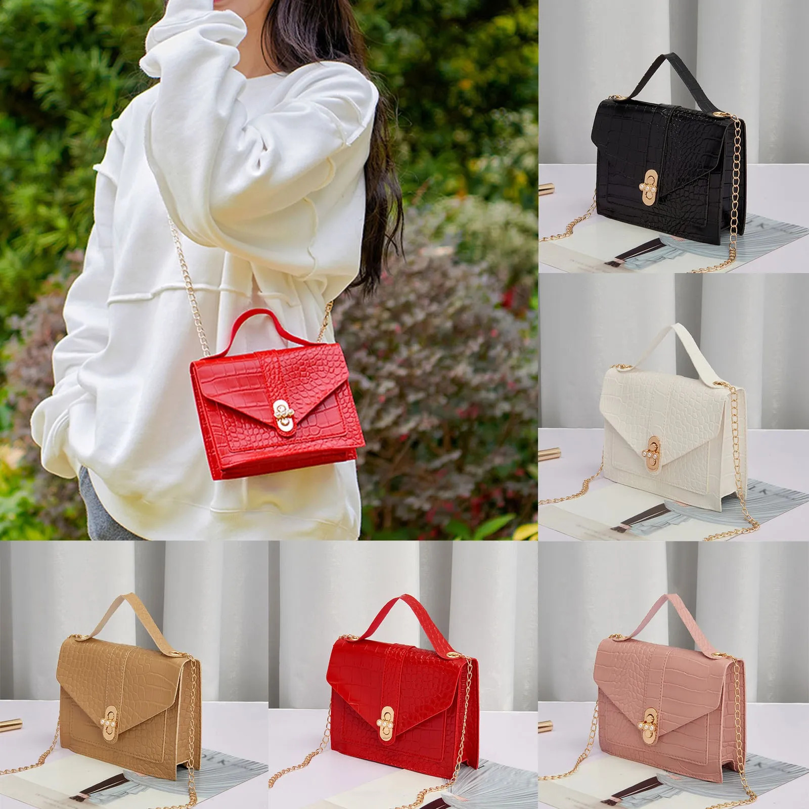 Ship from US Shoulder Straps For Bags Ladies Fashion Hasp Chain Small Square Bag Messenger Hand 250228FBB