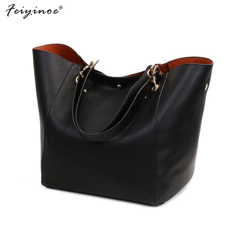 Leather Handbags Big Women Female Bags Trunk Tote Shoulder Bag High Quality Casual Ladies Large Bolsos 2Pcs/Set Fashion Soft