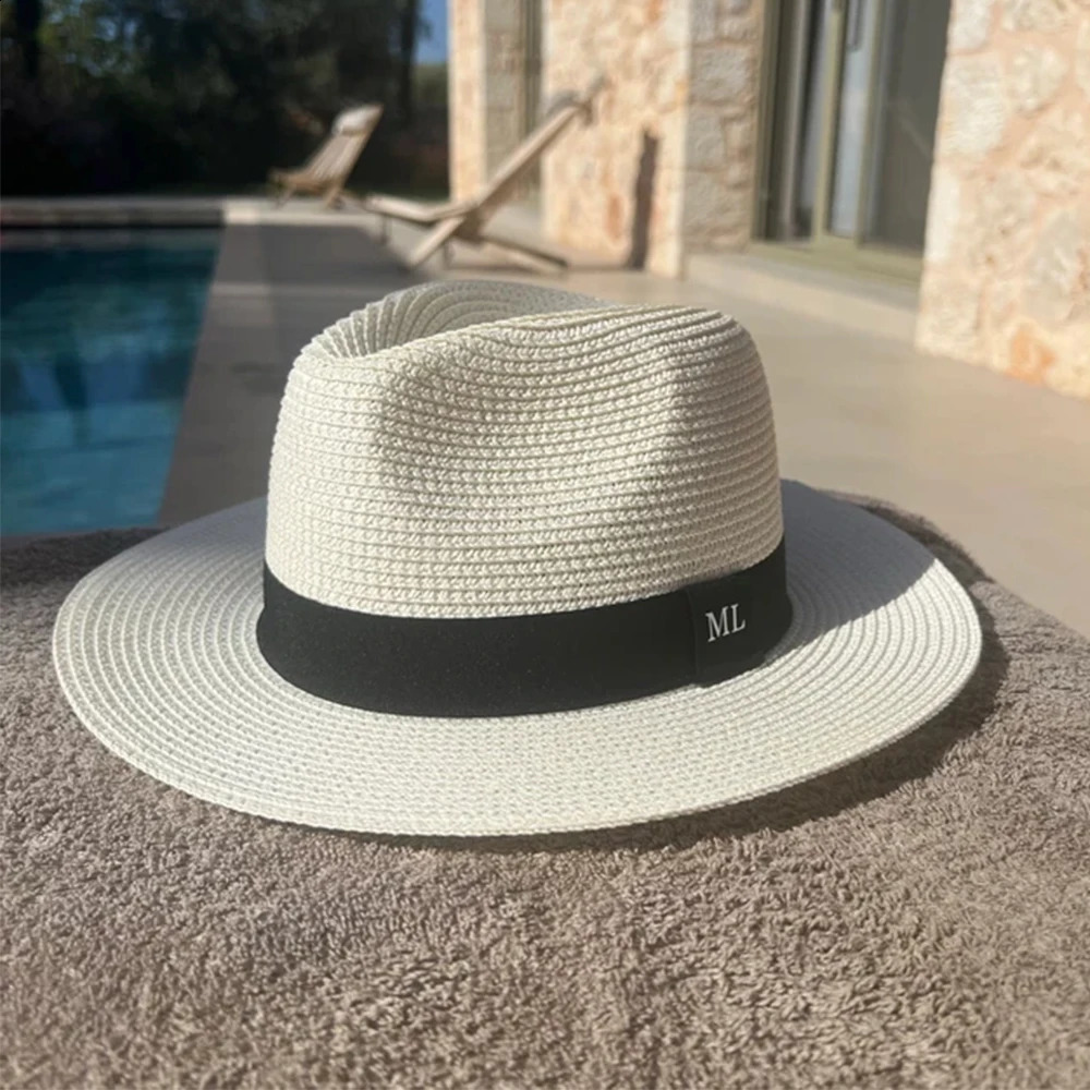 Custom Letters Womens Beach Summer Sun Hat Personalized Initials Ladies Straw Fedora Hat Wedding Party Gifts Straw Hat 250227