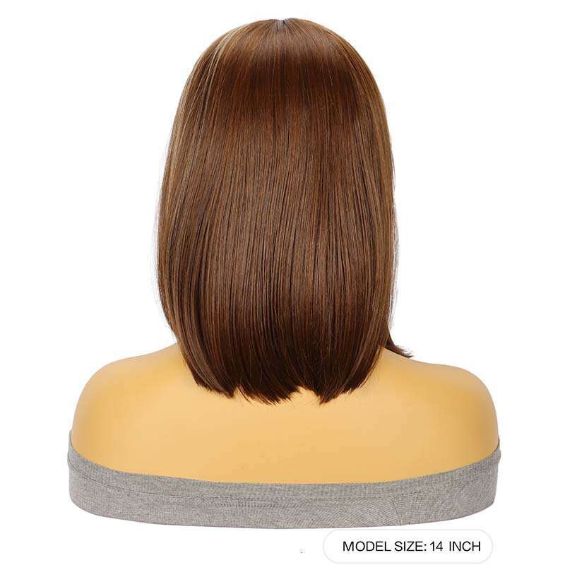 HD Front Lace Wig Hand Hook Front Wig Female BOBO Short Straight Fiber Headset Lace Wigs Gradient Gold