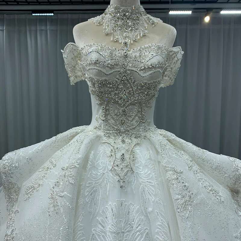 exquisite organza up to the floor spoon custom dresses for women pearls wedding dress