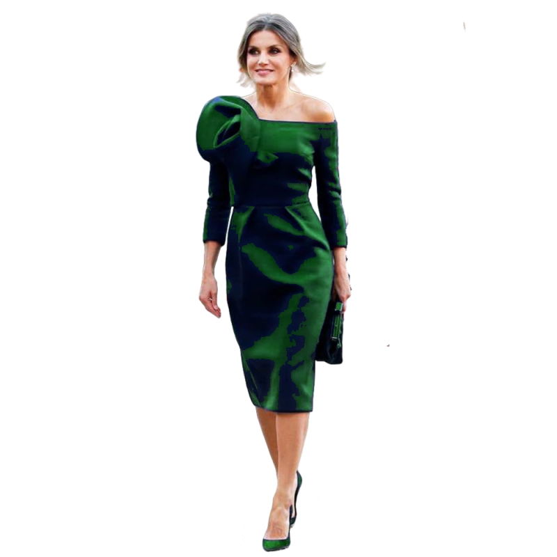 Elegant Tea-Length Sheath Mother Of The Bride Dresses Bateau neck 3/4 Long Sleeves Off Shoulder Simple Satin Wedding Guest Dress Women Formal Gowns