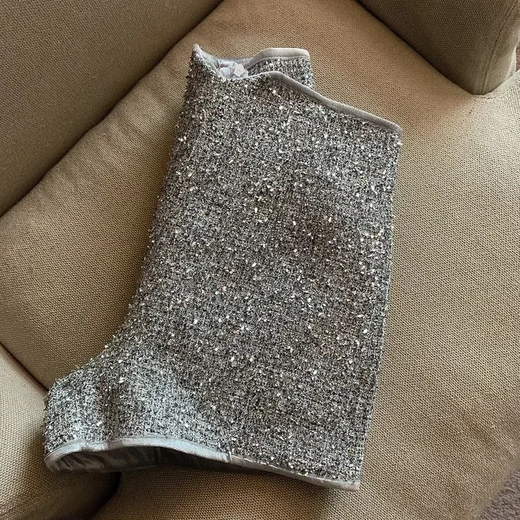 Shorts For Women Sexy High Waist Silver Sequins Short Mujer Y2k Straight Wide Leg Casual Cargo Pantalones Cortos De 250227