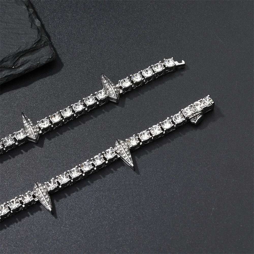 New Hip Pop 4mm Tennis Chain Dropwater Bg Iced Out Colorful Rhie Necklaces For Men Women Choker Jewelry Party Gift 18"