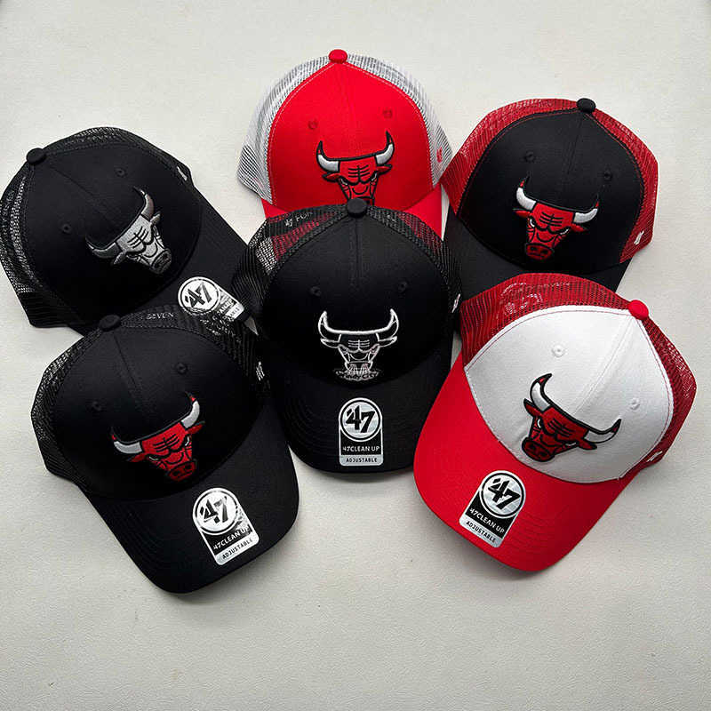 Ball Caps 47brand Bulls baseball cap fashionable hip-hop sports outdoor sun hat embroidered basketball curved brim z250228