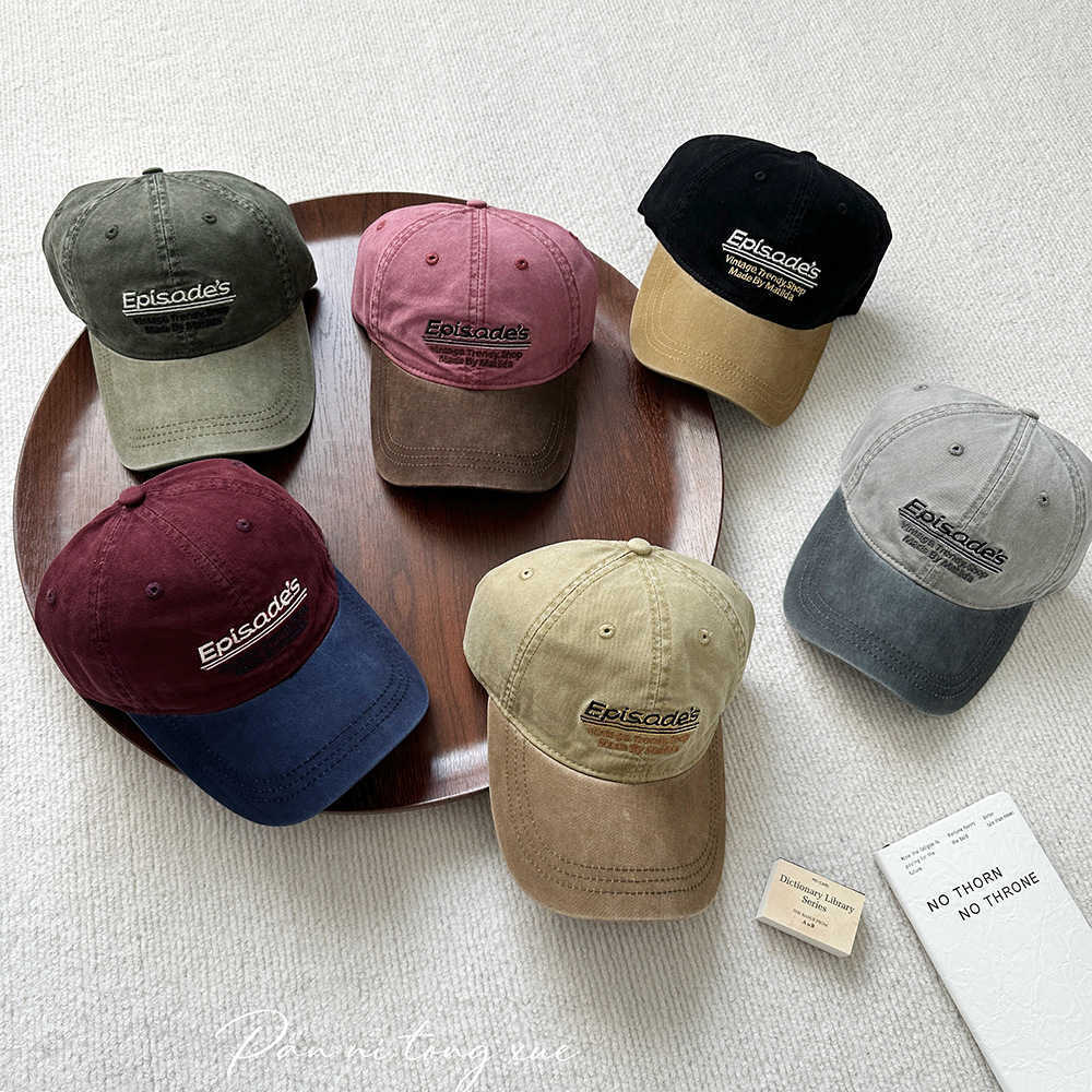 Ball Caps Childrens Color blocked Baseball Hat Trend 2025 Spring Edition Embroidered Korean New Style Color blocked Old Spring Mid to Large Childrens 