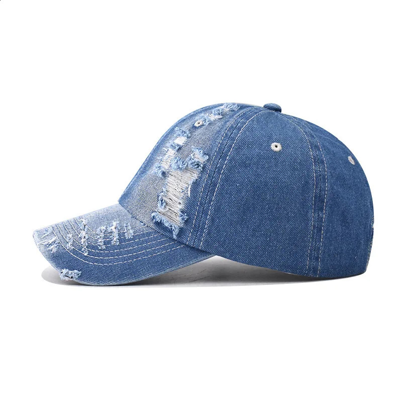Summer Outdoor Sun Shade Washed Denim Hat For Men Trucker Hats High Quality Women Cap Worn Hole Baseball Caps 250218