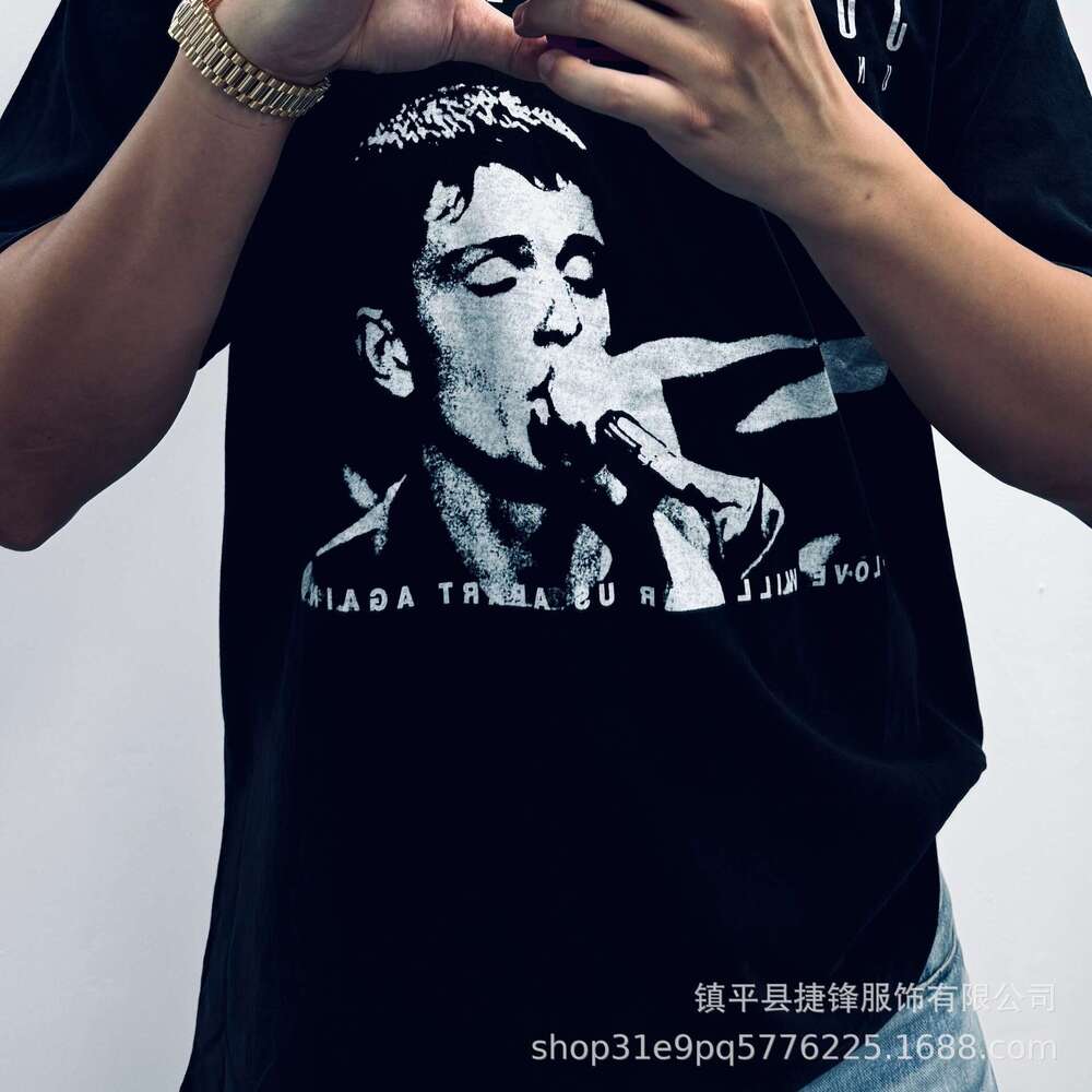 Washed vintage hip-hop high street men's and women's loose T-shirt with letter print short sleeved shirt