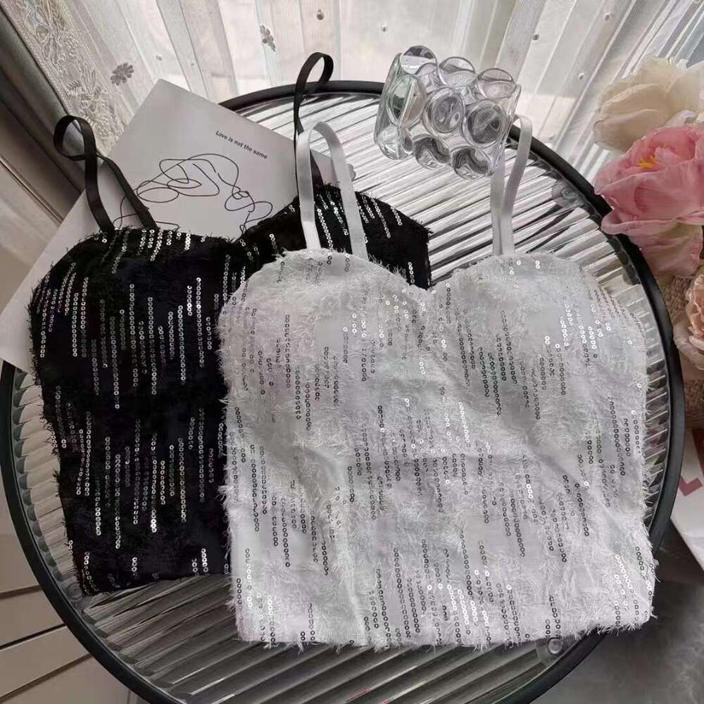 Xiaoxiangfeng sequins pure desire sexy camisole vest for women, worn internally externally, with chest cushion wrapped around the chest, beautiful bac