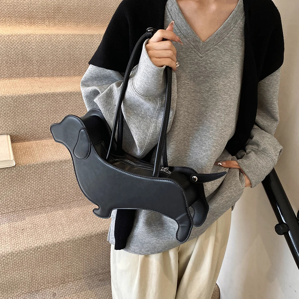 Ship from US Cartoon Dog Shaped Shoulder Bag PU Leather Handbag Unique Novelty Purse ner Clutch for Women 250228FBB