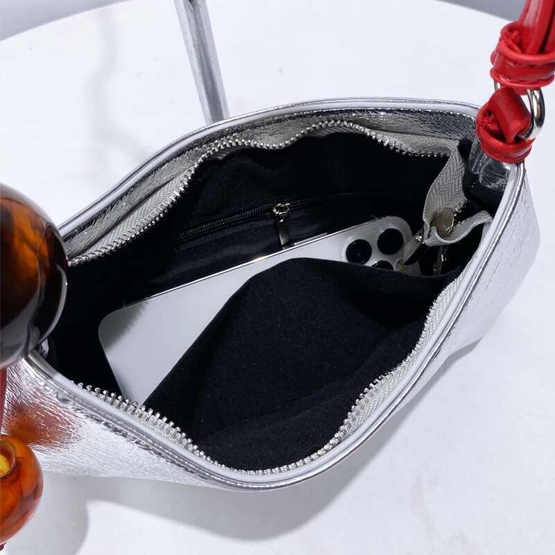 Women's Bags Korean Casual Sg Bags For Women Designer Handbags And Purses New In PU Sliver Beaded Ball Slim Underarm Shoulder