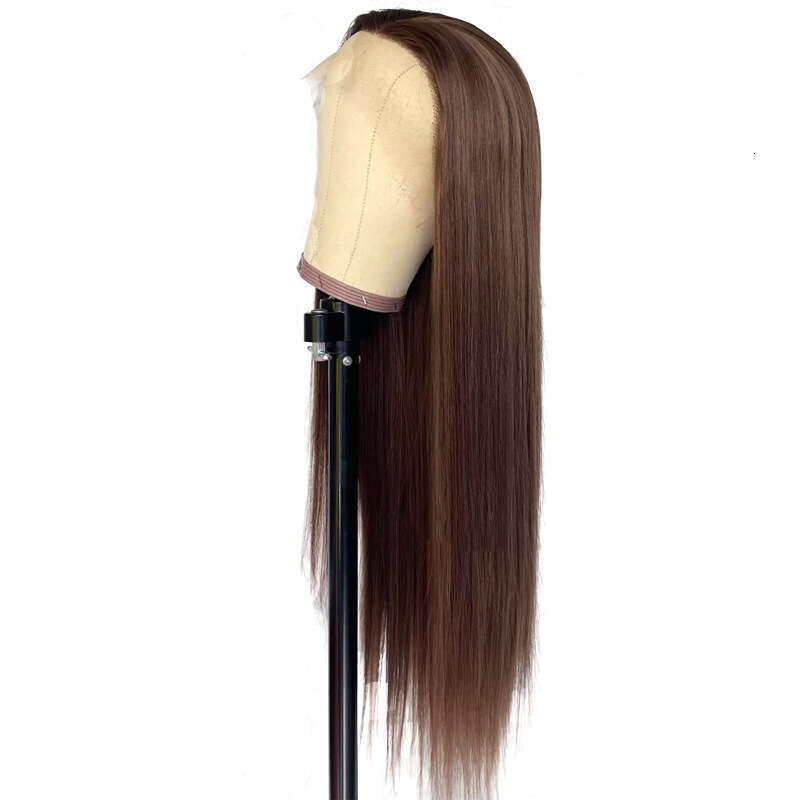 HD Front Lace Wig Front Lace Wig Women S Hand Hook Mid Split Long Straight Hair Synthetic Full Head Cover Lace Wig Brown