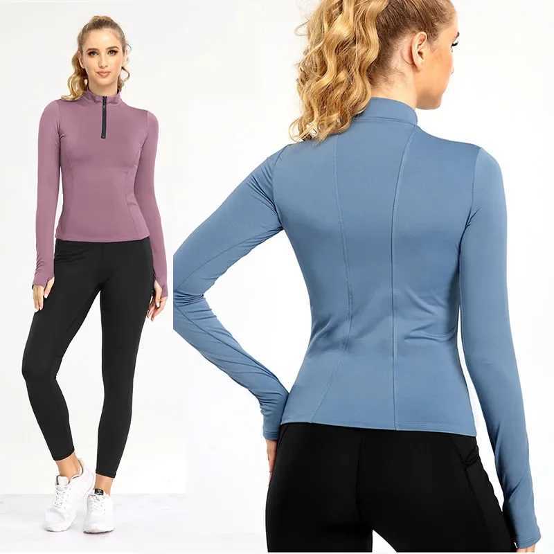 Aiithuug Yoga Long Sleeve Quater Zip Yoga Long Sleeve Half Zip Yoga Shirt Sports Long Sleeve Quater Zip Women Gym Shirt ZipperXJ250228