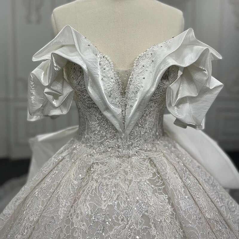 Elegant dresses for women organza ball gown with v neckline custom sequin beads wedding dy9847 novice dress