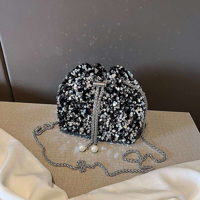 Women's Bags Fashionable and Personalized Sequin for Women in New Korean Version Bucket Stylish Shoulder Trendy Crossbody Dinner Bag