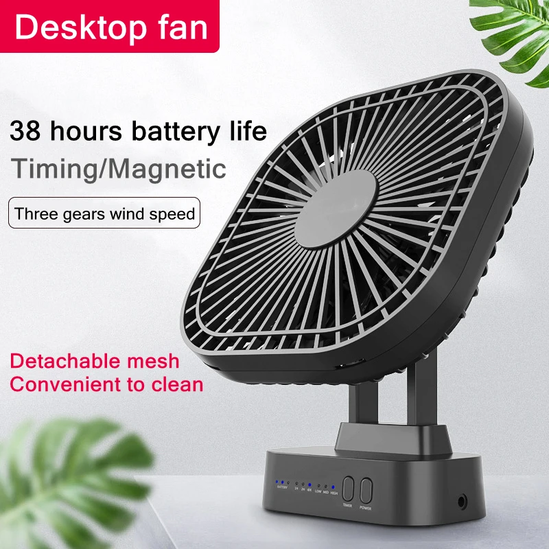Mini USB Rechargeable Battery with Timer Strong Wind 3 Speed 7 Fan Leaf Desktop Portable Quiet Office Camping Outdoor
