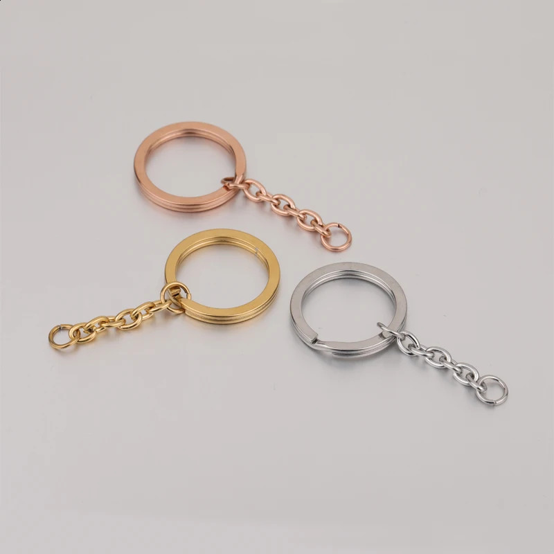 Fnixtar 20Pcs/Lot 304 Stainless Stee Key Chain Hanging Split Keyring With Extender Chain For DIY Making Keychains Punk Jewelry 250221