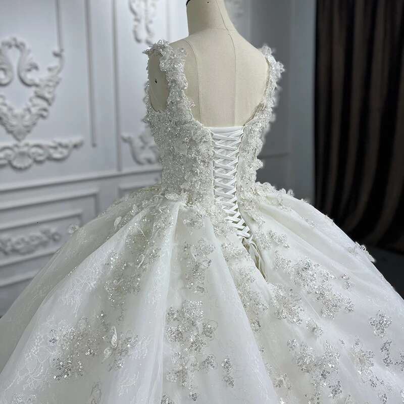 Modern For Women Bride Custom Organza Ball Gown Square Collar Wedding Dresses Appliques Robe Marriage
