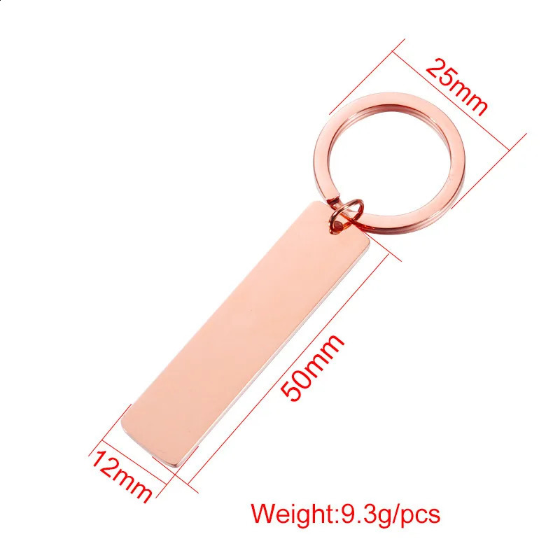 10pcs High Quality Mirror Polish 304 Stainless Steel 12x50mm Keychain 250221