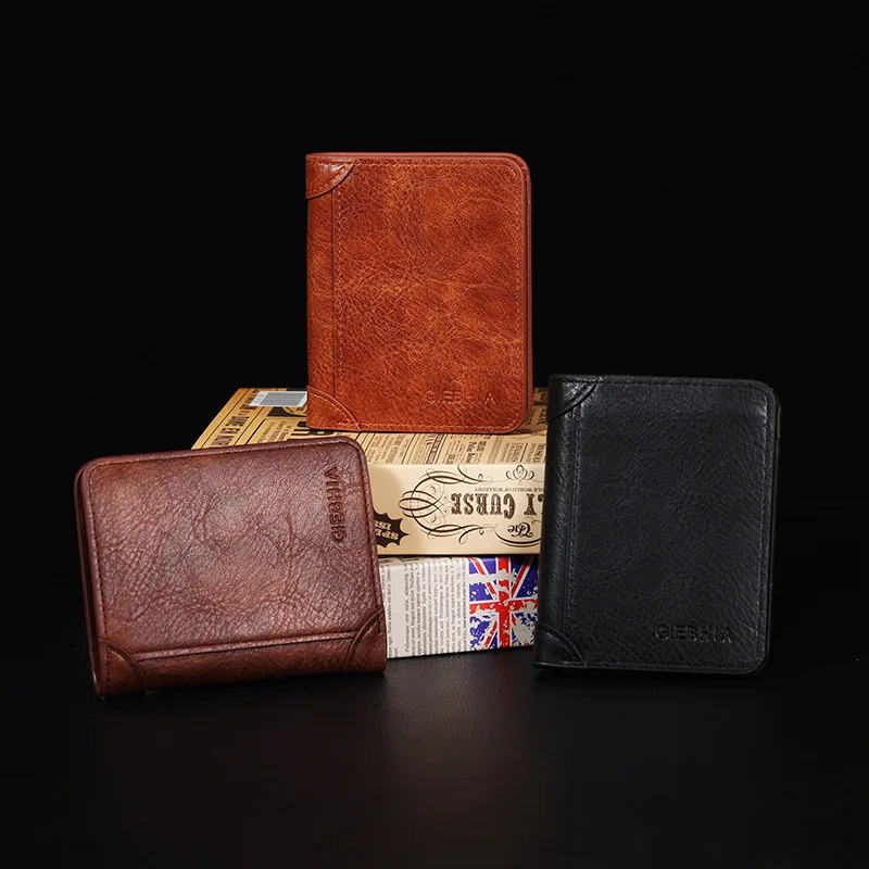 Ship from US Mens Wallet Vintage PU Leather Short Bifold with Coin Pocket Credit Card Holder 250228FBB