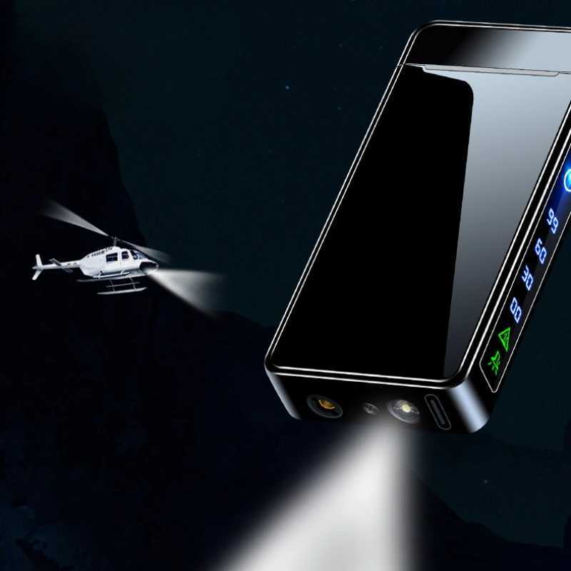 New 2024 Metal USB Windproof Lighter Torch Jet Dual Plasma Arc Lighter Gas Electric Butane Rechargeable Pipe Cigar Lighter Y250228
