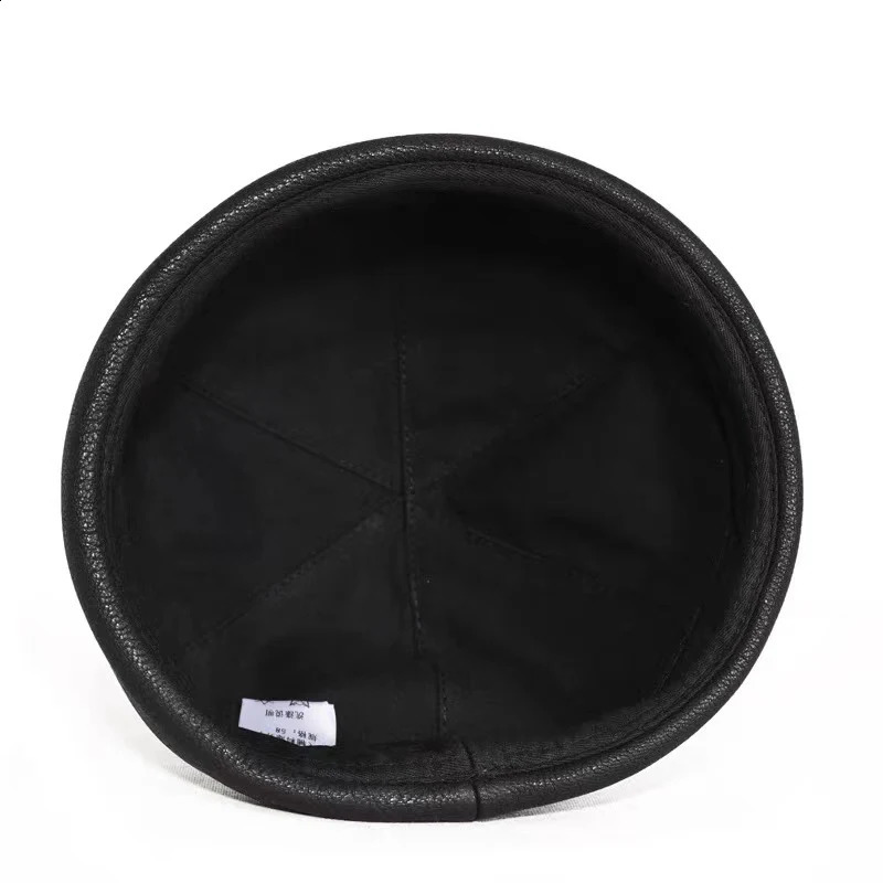 Genuine Leather Skull Cap Women Retro Watermelon Thin Beanie Hats Men Casual Black Cabbie Bone Bonnet Mujer Fitted Round Gorra 250221