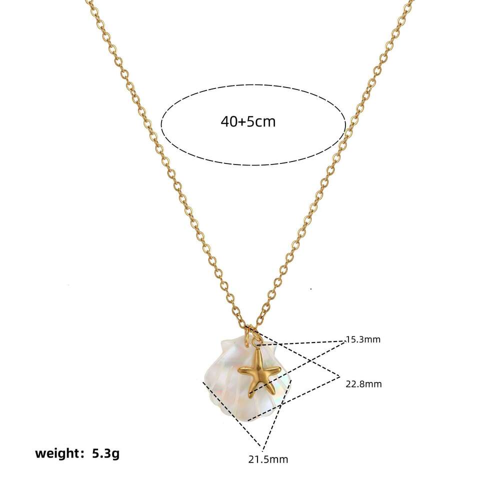 Beach starfish summer style conch pendant, shell DIY necklace, stainless steel gold-plated color preservation