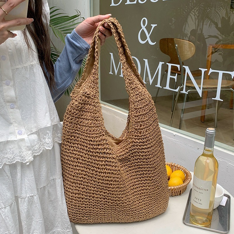 2024 New Grass Women's Summer Beach Vacation Single Shoulder Forest Series Handmade Woven Bag Large Capacity #swissmilitary