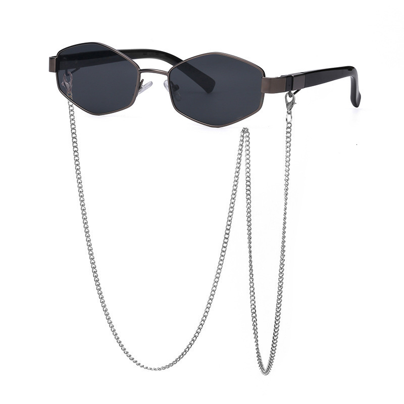 Fashion chain designer sunglasses women irregular frame sun glasses men Korean glasses