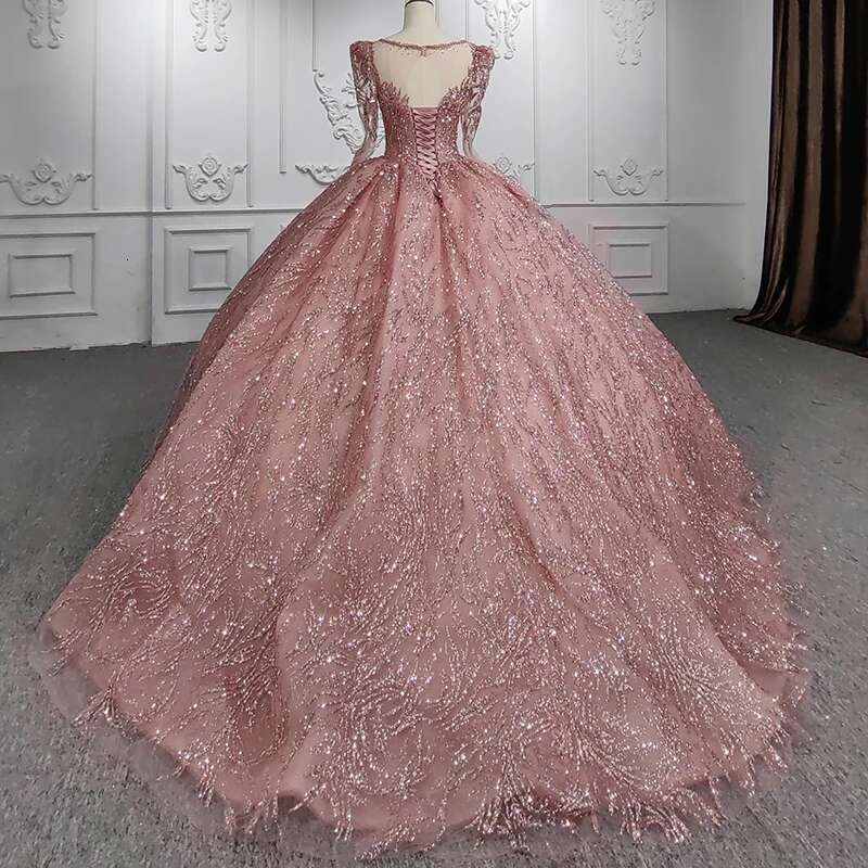 Custom Classic Guest Dress Organza Ball Gown Round Neck Long Sleeves evening Laces Party Dresses
