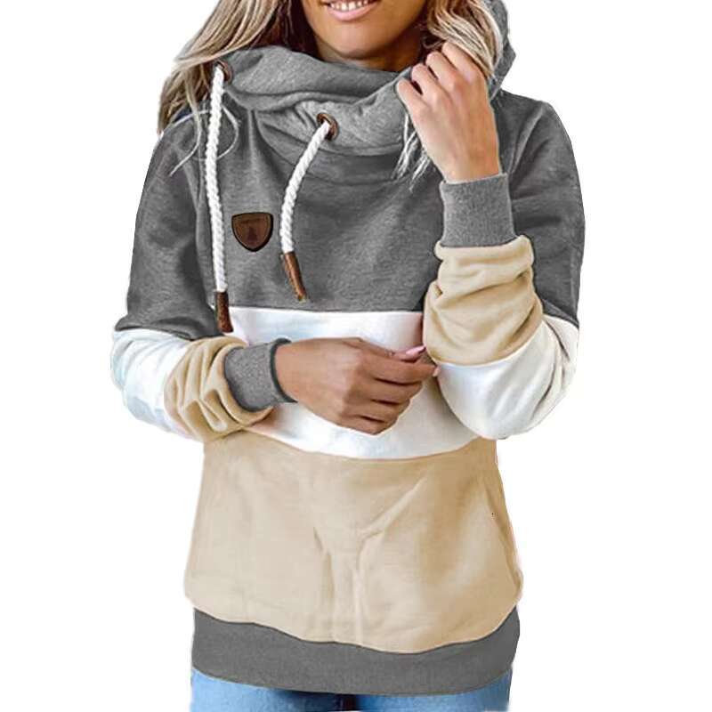 Top Quality Custom Spring Casual Woman Fashion Patchwork Loose Women Hoodie Sudaderas Wholesale