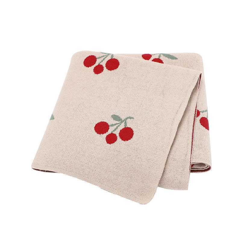 Cute Cherry Print Infant Throws Shls Skin-friendly Muslin Baby Boys Girls Swaddle Blankets 0-24 Months Baby Securi Blanket Z250228