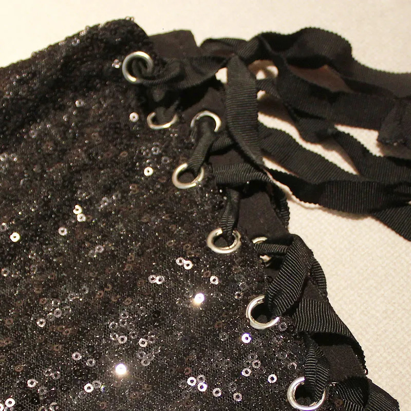 High Waist Sexy Sequined Bandage Shorts Dj Pole Dance Micro Shorts For Women 250227