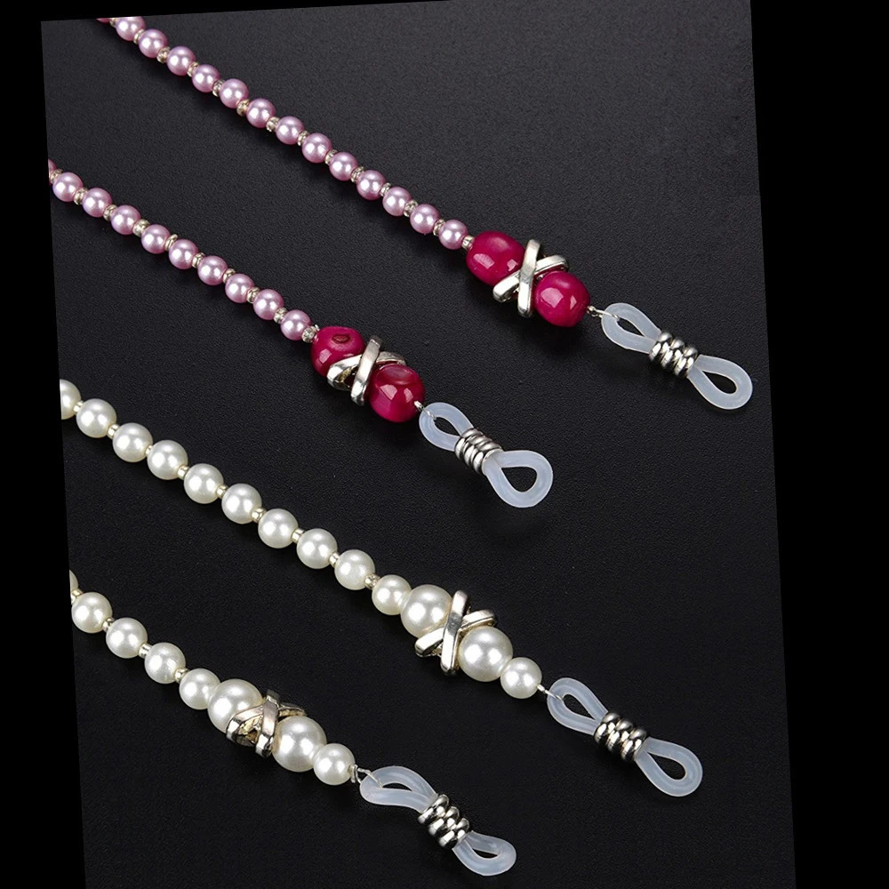 10pcs Imitation Pearl Beaded Women Girl Reading Spectacle Sunglasses Eyeglasses Cord Chain Glasses Anti Slip Holder C052 250221
